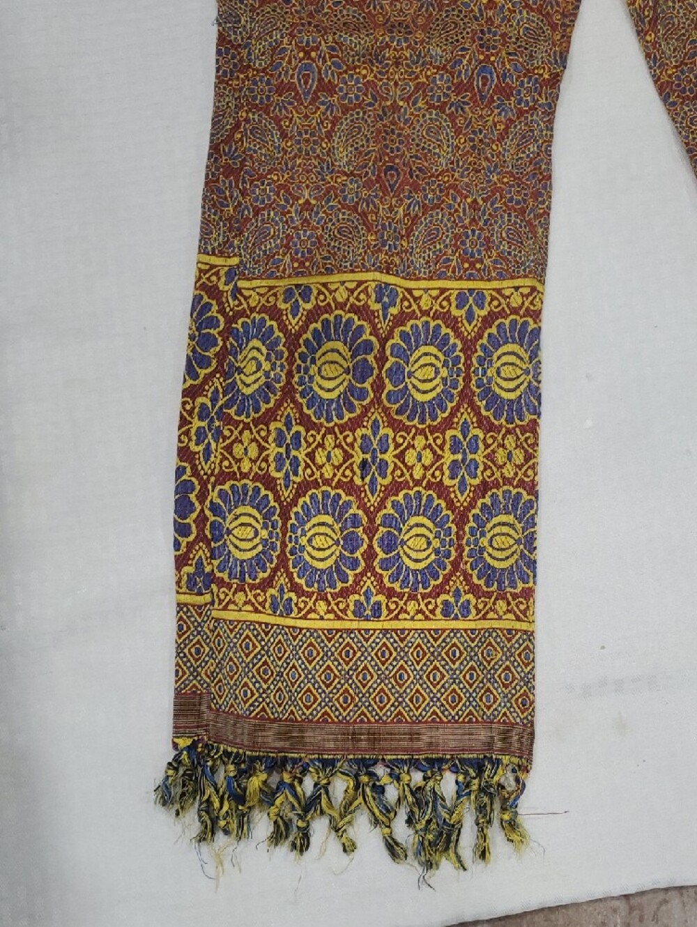 Boho Floral Border Chinos in Yellow & Brown - Picture 2 of 16